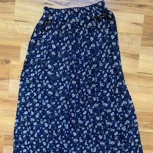 Worthington vintage pleated navy daisy skirt MD